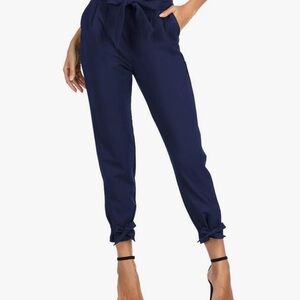 Navy Women's Paper Bag Pants